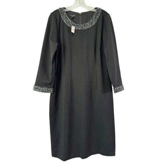 Talbots Refined Ponte Tipped Tweed Dress Size 14 Girl Boss Old Money NWT Church - Picture 2 of 10